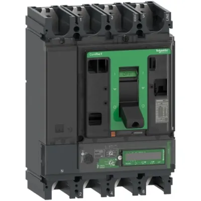 Intreruptor CompPacT NSX630F, 36 kA la 415 VAC, MicroLogic 7.3 E Vigi unitate de declansare 570A, 4 poli 4d