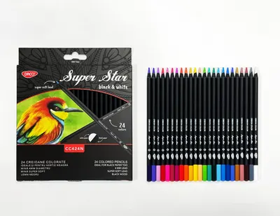 Creioane color, 24 culori/set, Black&White, Daco