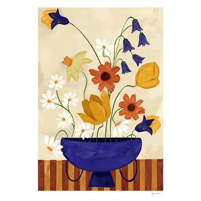 Poster 30x40 cm Colourful Bunch in Blue Vase – Frankie Penwill – The Poster Club