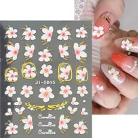 Abtibilduri unghii 3D Marquise, STICKER78, Alb/Roz