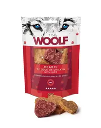 WOOLF Hearts Of Duck Or Chicken And Rice 100g recompense caini, din pui, rata si orez