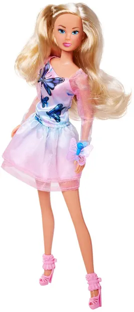 Păpușă Simba Toys Steffi Love - Butterfly, cu rochie roz cu fluture, 29 cm
