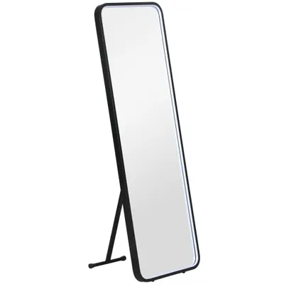 HOMCOM Oglindă corp întreg cu lumină LED Oglindă de podea 151,5x50 cm Independentă sau pentru perete cu lumină reglabilă în 3 culori | Aosom Romania