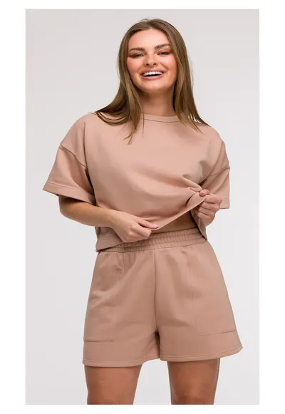Pantaloni scurti cu buzunare - - Bej