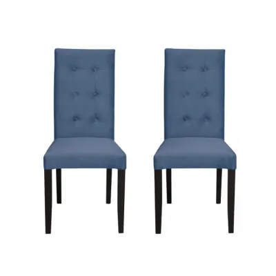 Set 2 scaune living TEO LUX, picioare lemn wenge, stofa albastru deschis, 46x60x98 cm