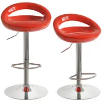 HOMCOM Set 2 Scaune de Bar Rotative cu Suport pentru Picioare și Înălțime Reglabilă, 46x41x76-96 cm, Roșu | Aosom Romania
