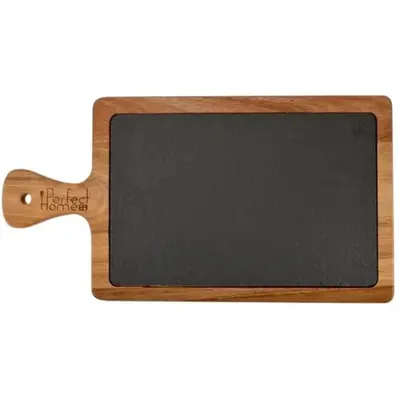 Tava pentru Servire din Piatra cu Maner din Lemn, 26 × 18 cm, Perfect Home