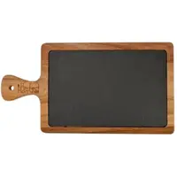 Tava pentru Servire din Piatra cu Maner din Lemn, 26 × 18 cm, Perfect Home