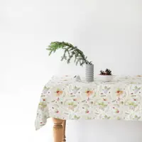 Față de masă din in cu model de Crăciun Linen Tales Merry, 140 x 300 cm