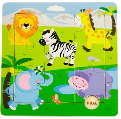 Puzzle din lemn Viga - Jungla, 9 piese