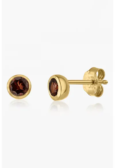 Cercei placati cu aur de 14K si decorati cu pietre semipretioase - Auriu/Maro