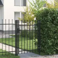 vidaXL Poartă de gard BOXTEL cu ușă simplă și vârf cu țepi, oțel, 1x1,2 m, negru