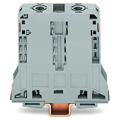 2-conductor through terminal block; 95 mm²; lateral marker slots; only for DIN 35 x 15 rail; POWER CAGE CLAMP; 95,00 mm²; gray