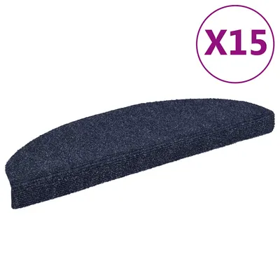 vidaXL Covorașe autoadezive pentru scări, 15 buc., 65x21x4 cm, albastru, semirotunde, mari