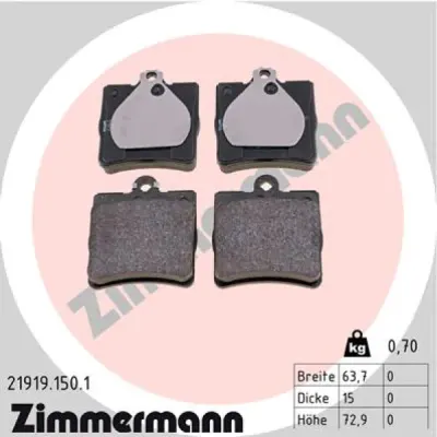 Set placute frana, frana disc ZIMMERMANN 21919.150.1