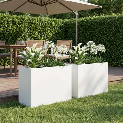 vidaXL Vază pentru Grădină 2 buc. Alb 60 x 30 x 50 cm