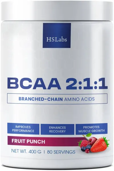 BCAA 2:1:1, punch de fructe, 400 g, HS Labs