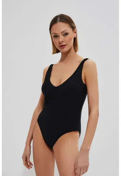Costum de baie singura piesa - negru - decolteu in de V - Negru