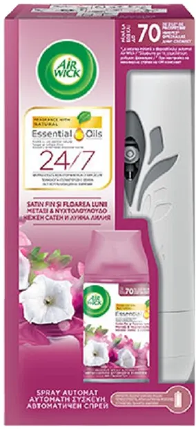 Set de odorizante Air Wick - Satin delicat și crin lunar, 250 ml