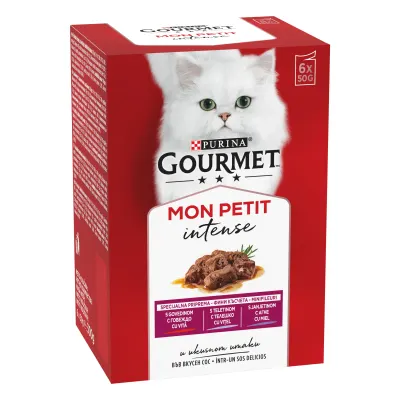 Hrana umeda pentru pisici Gourmet Mon Petit, Vita, Vitel, Miel In Sos, 6x50 g 6x50g