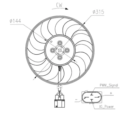 Ventilator Radiator Potrivit Audi A3, Q3, Tt; Seat Ateca, Tarraco; Skoda Kodiaq; Vw Arteon, Arteon Shooting Brake, Passat Alltrack B8, Passat B8, Tiguan, Touran 1.4-2.5 08.14
