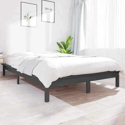 vidaXL Cadru de pat Super King, gri, 180x200 cm, lemn masiv de pin