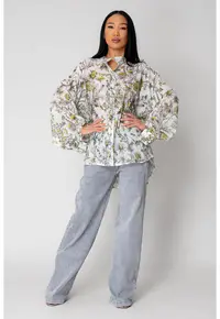 Camasa cu maneca lunga Butterfly Garden Off White 15513 - Alb