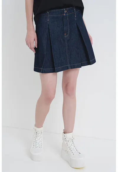 Fusta scurta din denim - Albastru inchis