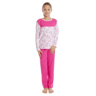 Pijama fete AI2502 ciclame/alb fluturi, Andana | marimea 34 (7/8 ani)