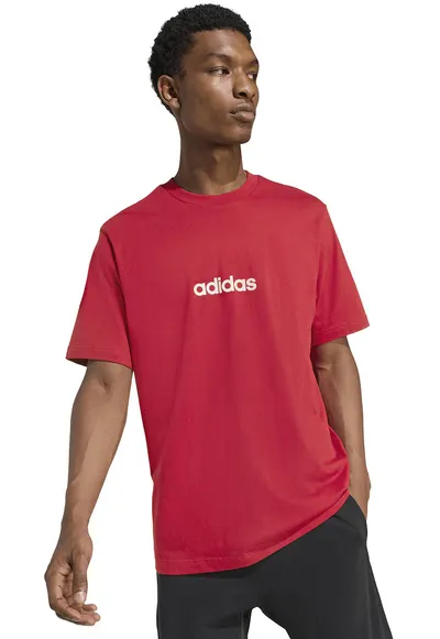 Tricou cu logo pe piept si decolteu la baza gatului - Alb/Rosu vermillion