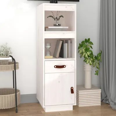 vidaXL Dulap înalt, alb, 34x40x108,5 cm, lemn masiv de pin
