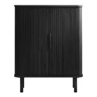 Dulap negru cu aspect de lemn de stejar cu ușă glisantă 113x90 cm Cavo – Unique Furniture