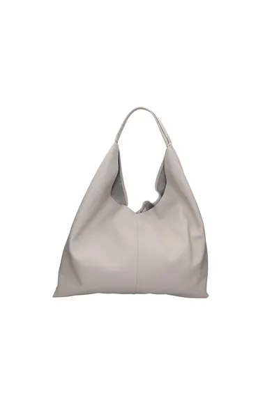 Geanta hobo de piele cu etui cu fermoar - Gri deschis