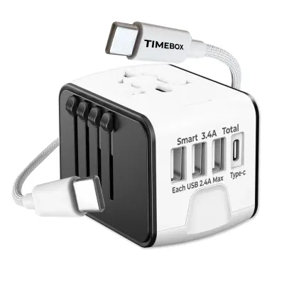 Set Calatorie Timebox, Type-C la USB-C, 66W, 1m, 3 x USB, Alb - Default Title