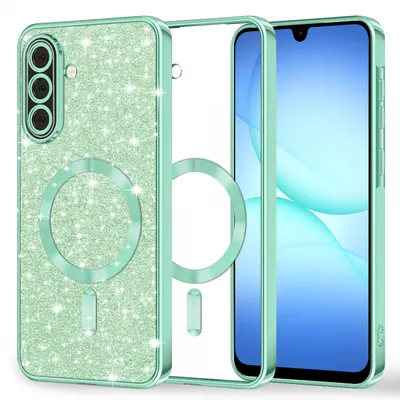 Husa MagSafe pentru Samsung Galaxy A17 4G / A17 5G, Techsuit, Luxury Glitter, Verde Deschis