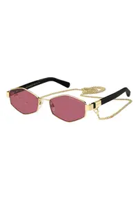 Ochelari de soare hexagonali cu lentile oglinda - Auriu/Negru
