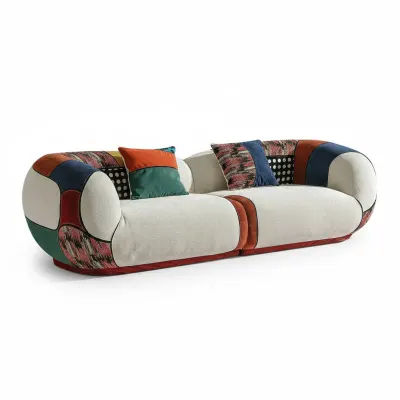 Canapea Patchwork – 3 locuri, spumă de înaltă calitate, compresată, fără asamblare