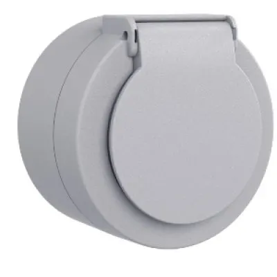Priza Schuko cu capac PT xOne Ovivo OV00911, 16A, 250V, IP54, gri