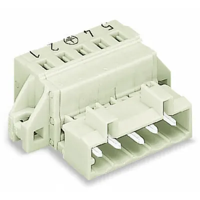 1-conductor male connector; 100% protected against mismating; Preceding ground contact; clamping collar; direct marking; 2.5 mm²; Pin spacing 5 mm; 2-pole; 2,50 mm²; light gray