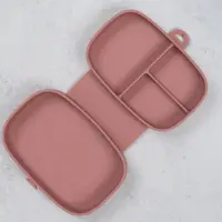 Caserola compartimentata din silicon cu ventuza AppeKids Magic Box Old Rose