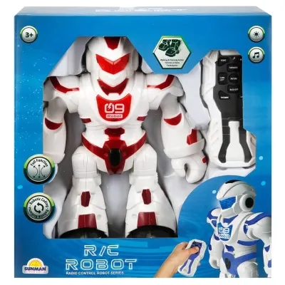 Robot cu telecomanda, lumini si sunete, Sunman, Rosu