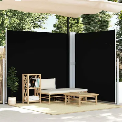 vidaXL Copertină laterală retractabilă, negru, 200x600 cm