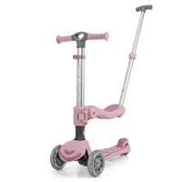 Trotineta pliabila cu 3 roti luminoase, ghidon reglabil si scaun detasabil, 3 in 1, Kick'n Roll, S6 Eco, Roz