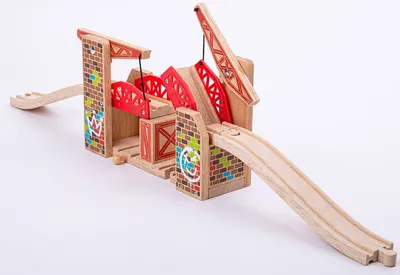 Jucarie din lemn Bigjigs - Pod mobil dublu