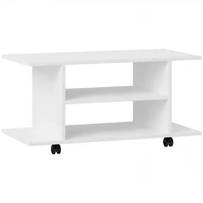 HOMCOM Mobilier unghiular cu roți și rafturi, până la 42", alb | Aosom Romania