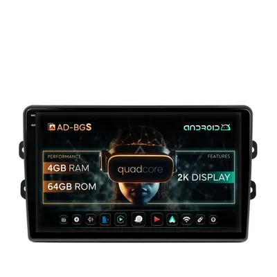 Navigatie 2K Dacia Renault, Android, S-Quadcore 4GB RAM + 64GB ROM, 9.5 Inch - AD-BGS90042K+AD-BGRKIT383