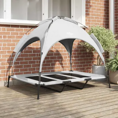 vidaXL Pat pentru câini Manual Gri argintie 122 x 93 x 106,5 cm Oțel