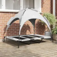 vidaXL Pat pentru câini Manual Gri argintie 122 x 93 x 106,5 cm Oțel