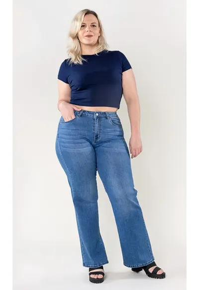 Blugi dama evazati marimi mari albastri P603-5 M10 16966 - Albastru