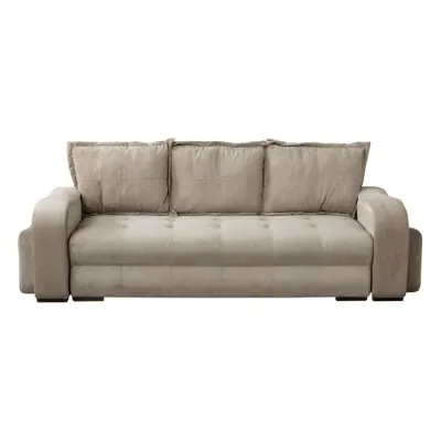 Canapea extensibila TOLEDO, 3 locuri, cu arcuri si lada depozitare, maro deschis, 265x100x95 cm